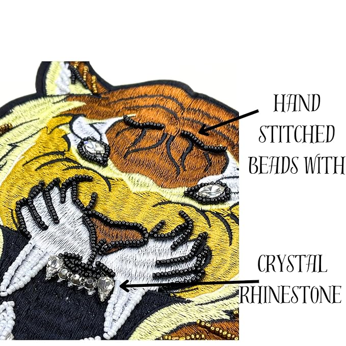 Brown and Gold Tiger Head Large Patch