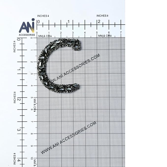 Letter S Black Sparkling Rhinestone Patch