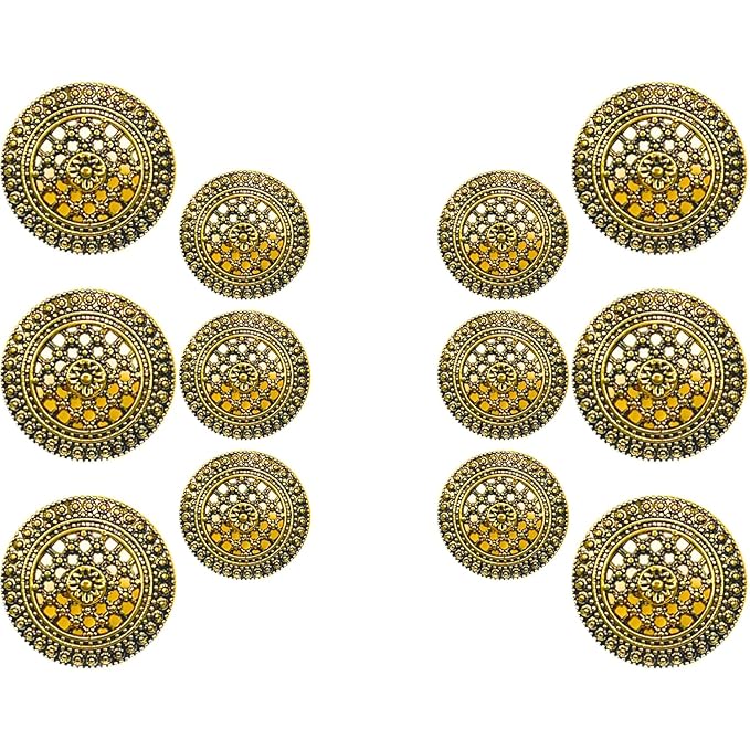 Raised Diamond Pattern Metal Buttons(8 Big + 8 Small)