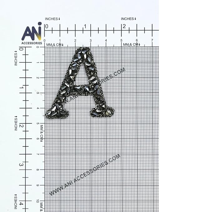 Letter A Black Sparkling Rhinestone Patch