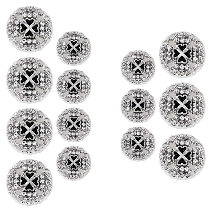 Silver Circular Metal Buttons with Tiger Motif