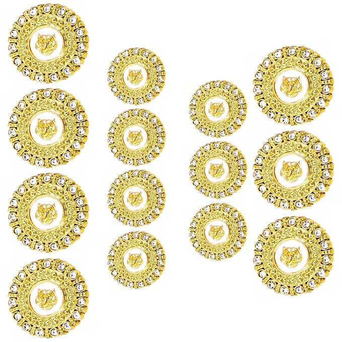 Diamond-Encrusted Lion Metal Buttons