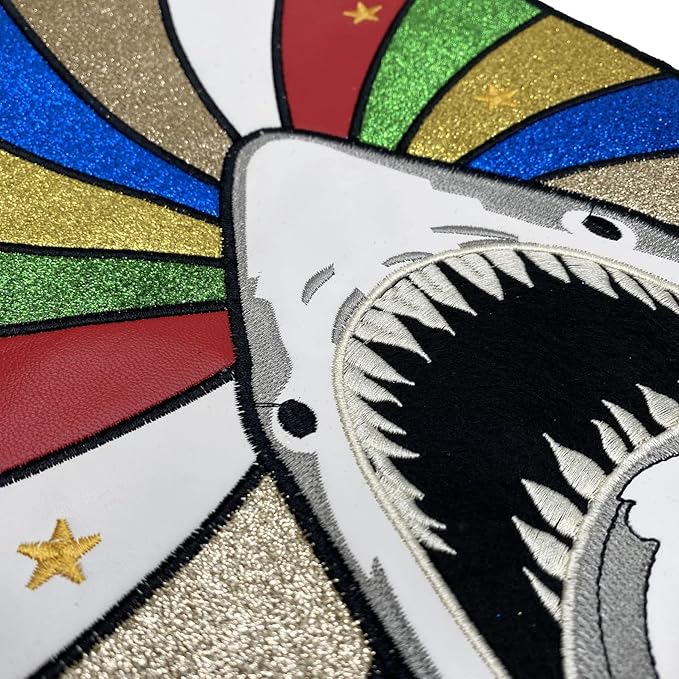 Colorful Stripe Shark Sew Patch