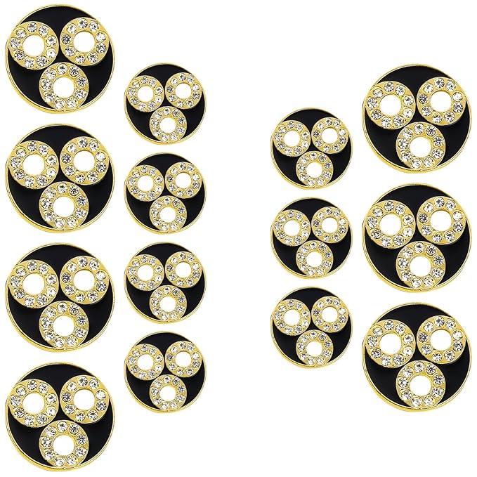 Circular Metal Buttons with Diamond Accents