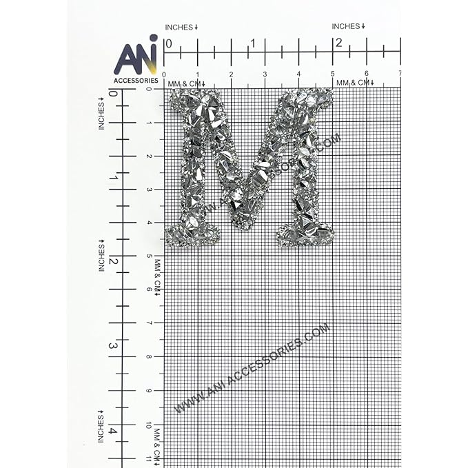 Letter N White Sparkling Rhinestone Patch