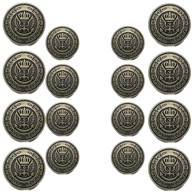 Circular With Soaring Eagle Emblem Design Metal Buttons