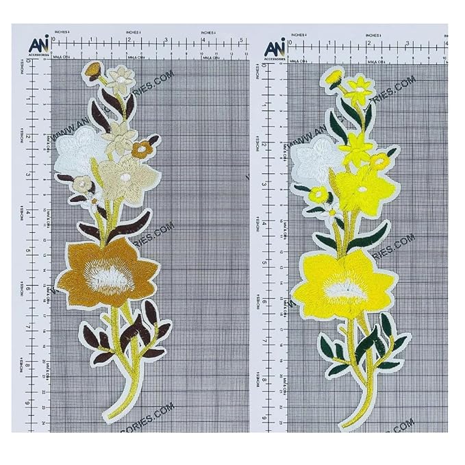 2 Colours Flower Embroidered Sew on And Heat Transfer Applique Patch