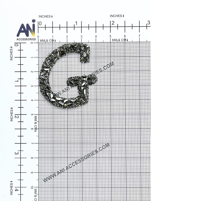 Letter S Black Sparkling Rhinestone Patch