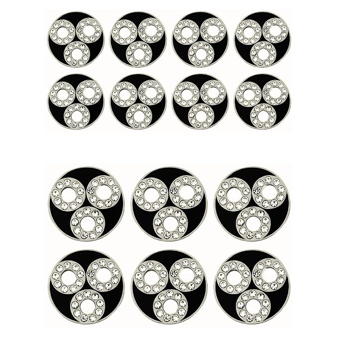 Circular Metal Buttons with Diamond Accents