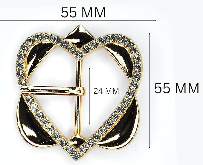 Gold Heart Shape Buckle With Small Rhinestones Metal Buckle