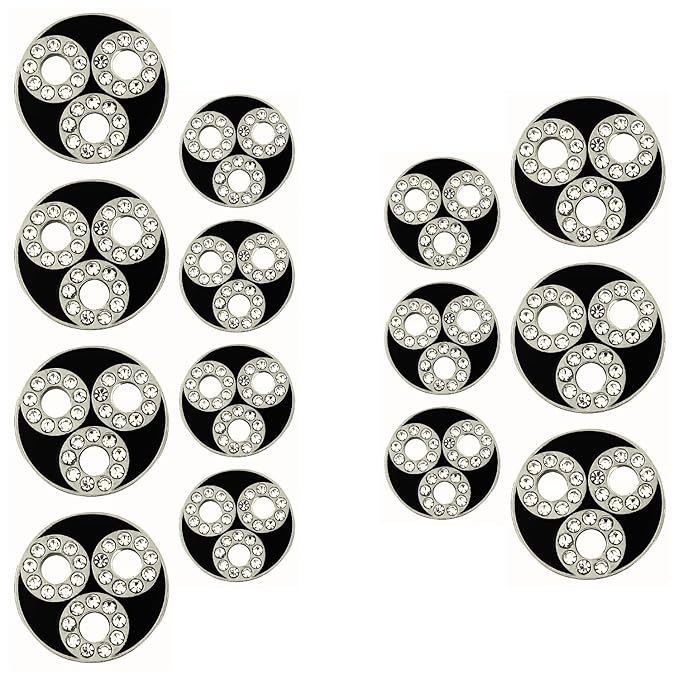 Circular Metal Buttons with Diamond Accents