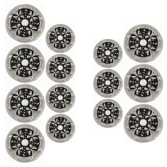 Golden Floral Metal Buttons with White Centers(8 Small + 4 Big)