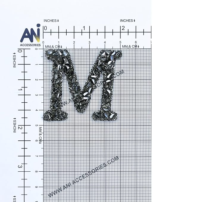 Letter S Black Sparkling Rhinestone Patch