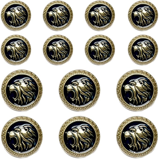 Golden Royal Roars Lion Abs Shank Buttons(8 Small + 6 Big)