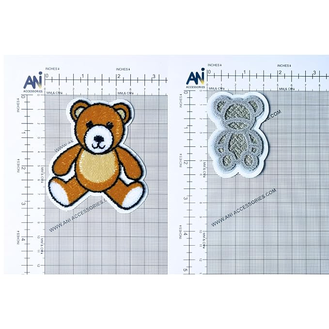 3D Fur Heat-Transfer Patch (Mr Bean Teddy + Lion + Silver Thread Teddy)