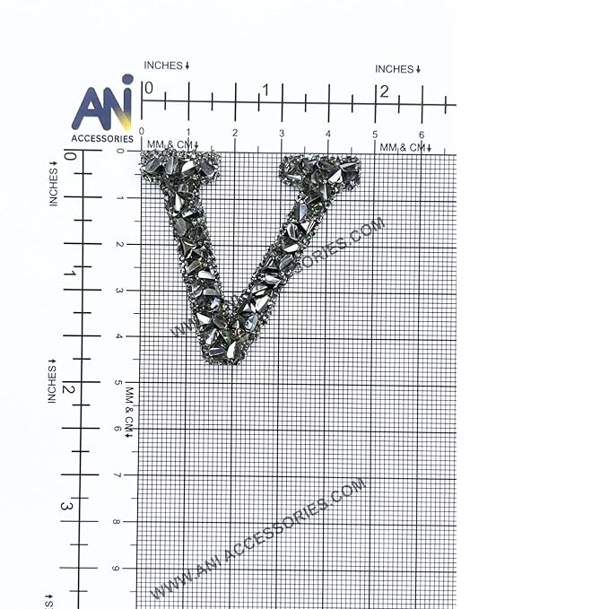 Letter S Black Sparkling Rhinestone Patch