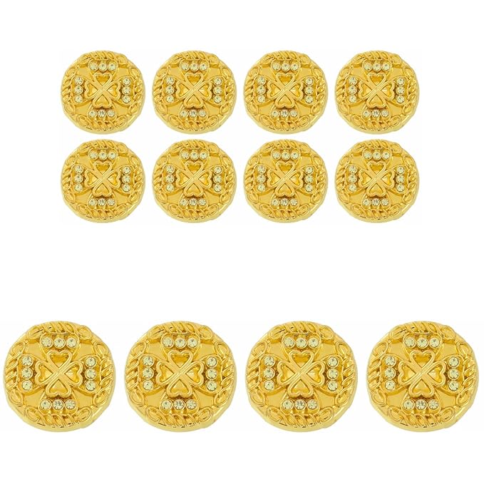 Gold Diamond Buttons with Clover Design