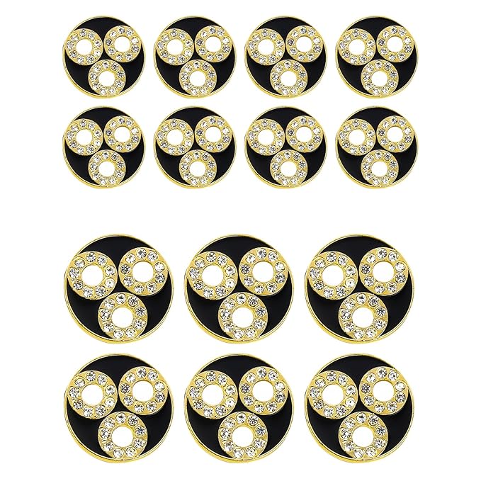 White Metal Buttons with Gold and Diamond