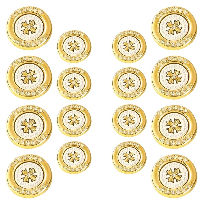 Golden Flora White Centers Metal Buttons