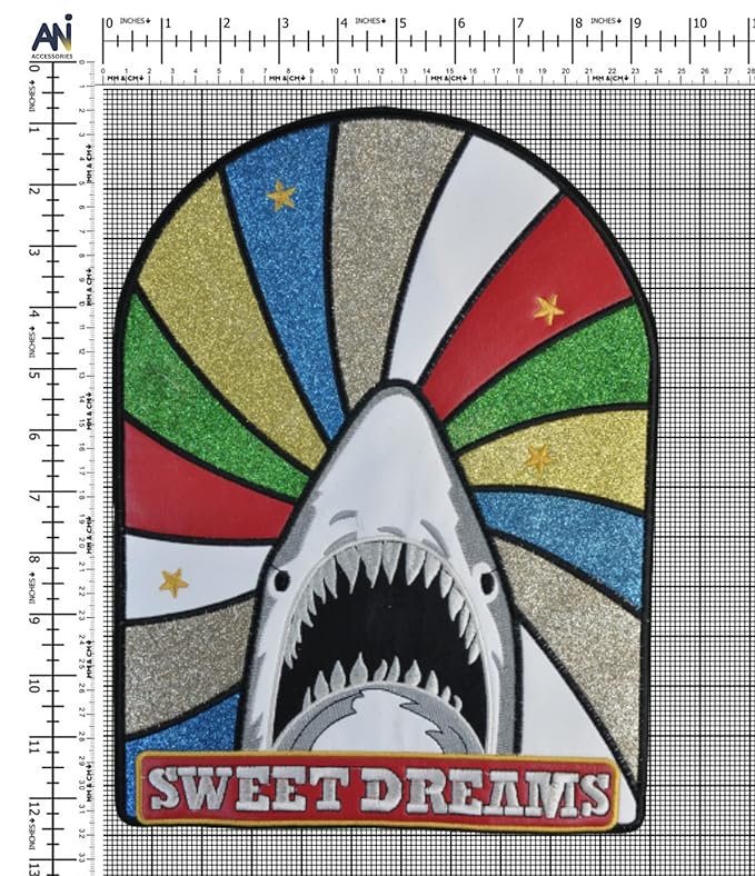 Colorful Stripe Shark Sew Patch