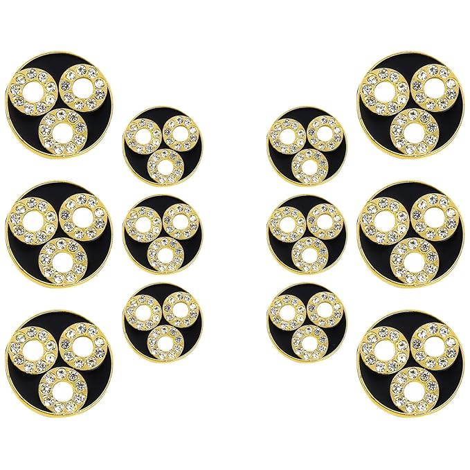 Circular Metal Buttons with Diamond Accents