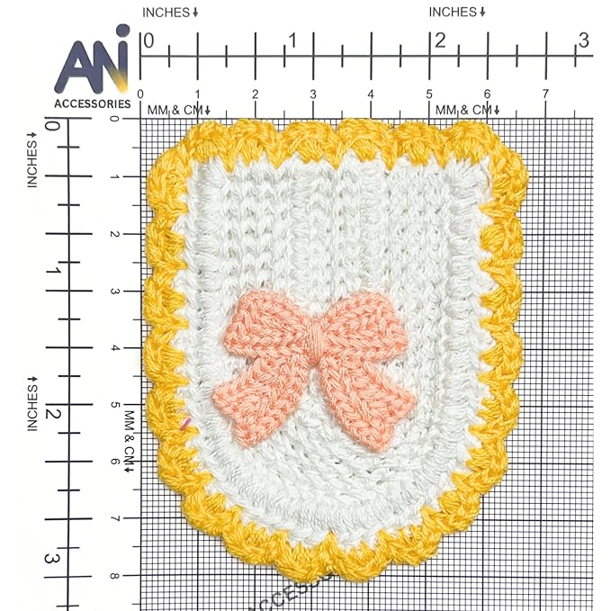 Textured knitted Bow and Border Crochet Patch