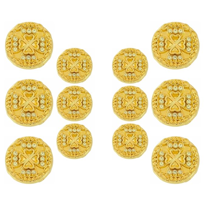 Gold Diamond Buttons with Clover Design