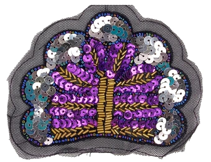 Purple and Silver Sequin Sew Patch