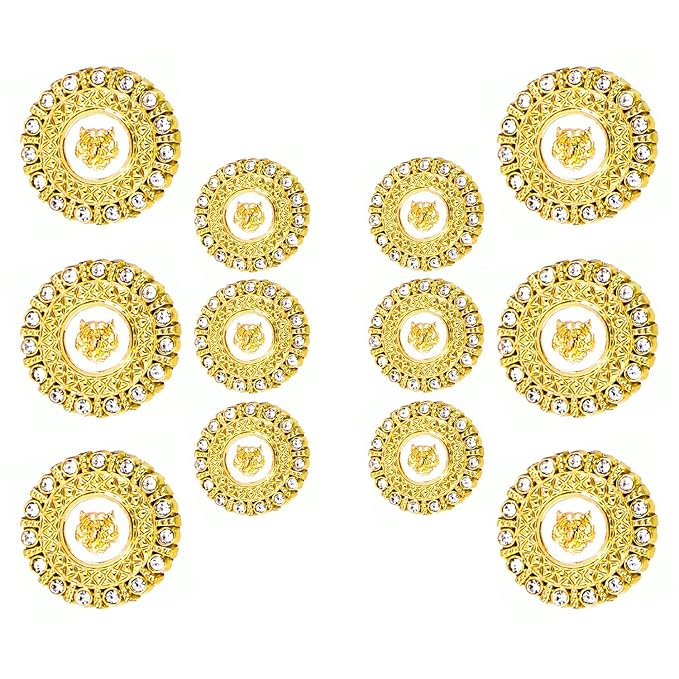 Diamond-Encrusted Lion Metal Buttons