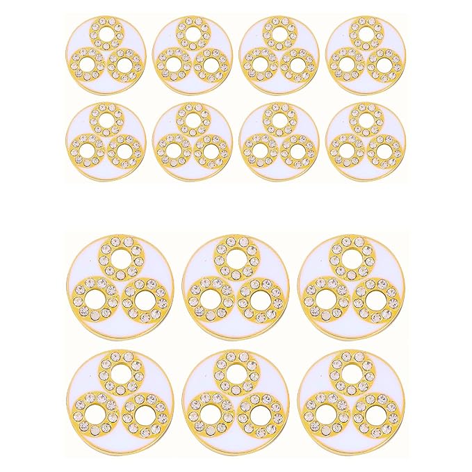 White Metal Buttons with Gold and Diamond