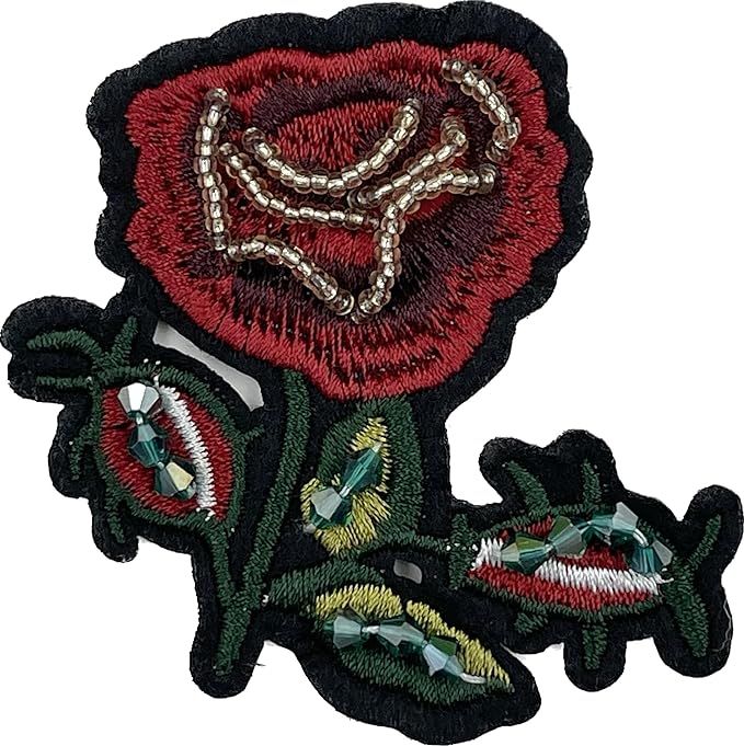 Crimson Blossoms Sew Patch