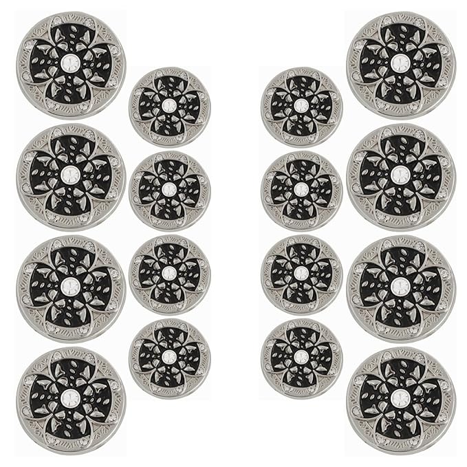 Golden Floral Metal Buttons with White Centers(8 Small + 4 Big)