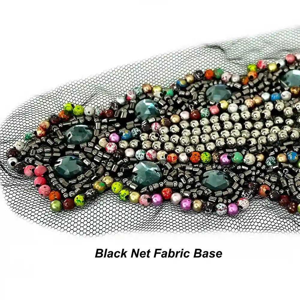 Multicolor Beaded V Neckline