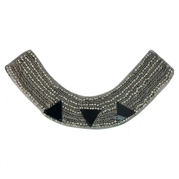 Silver Beaded Round Neckline