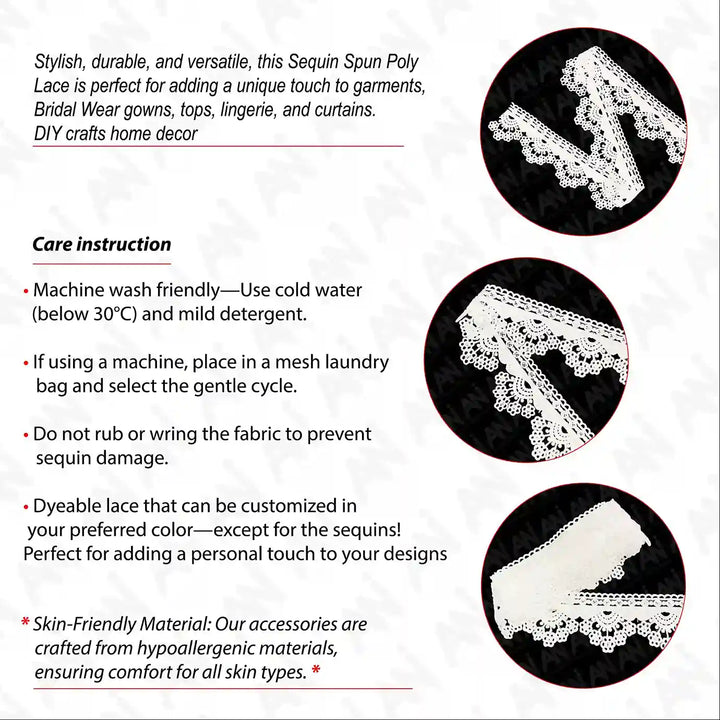 Multiple Flower Sequins Lace Design | 2 Meter