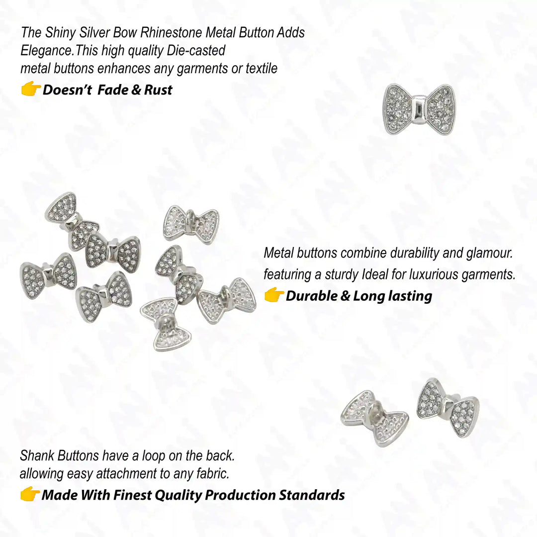 Bow Style Rhinestone Shirt Buttons