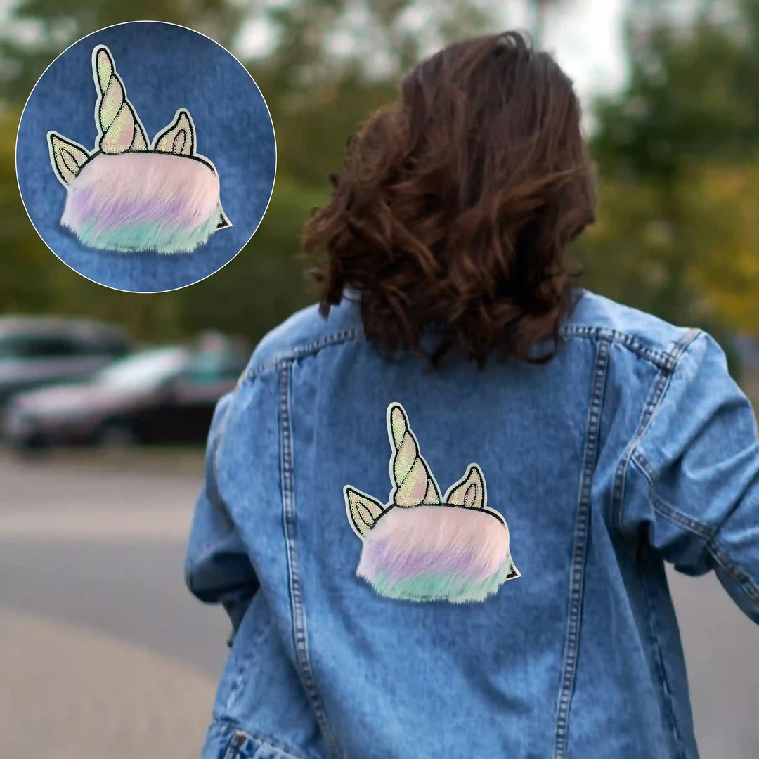 Rainbow Fur & Sequins Unicorn Patch
