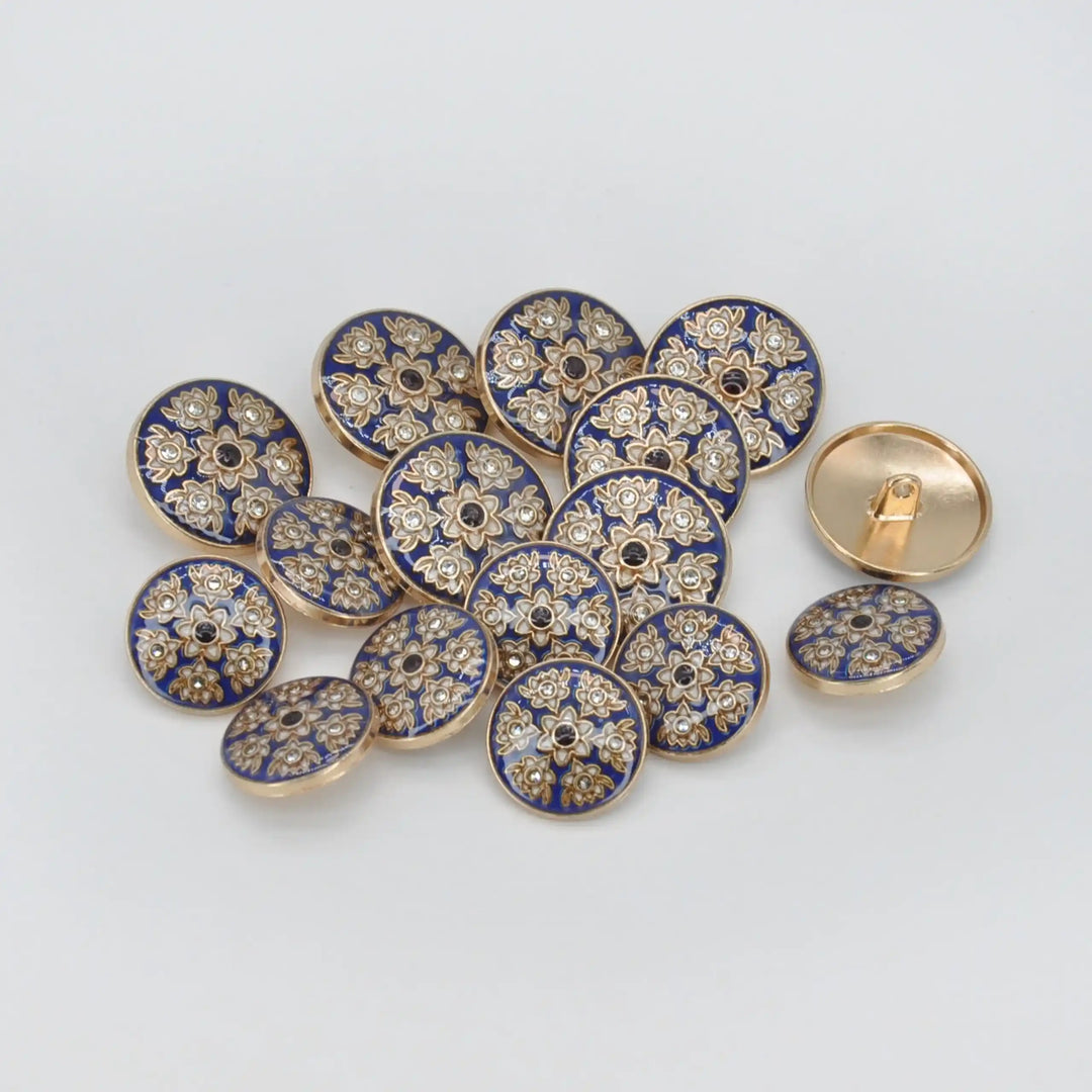 Heritage Floral Pattern Metal Buttons | 22mm(35L) & 18mm(28L)