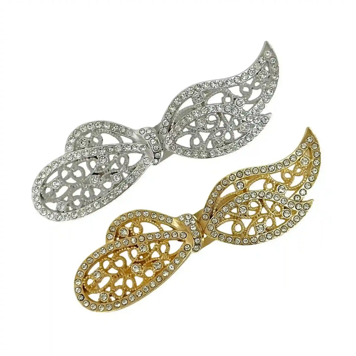 Crystal-Encrusted Filigree Metal Frog Closure Buttons