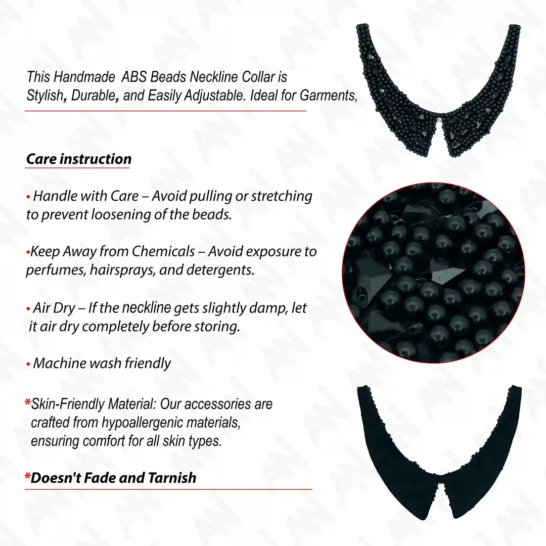 Black Bead Embellished Neckline