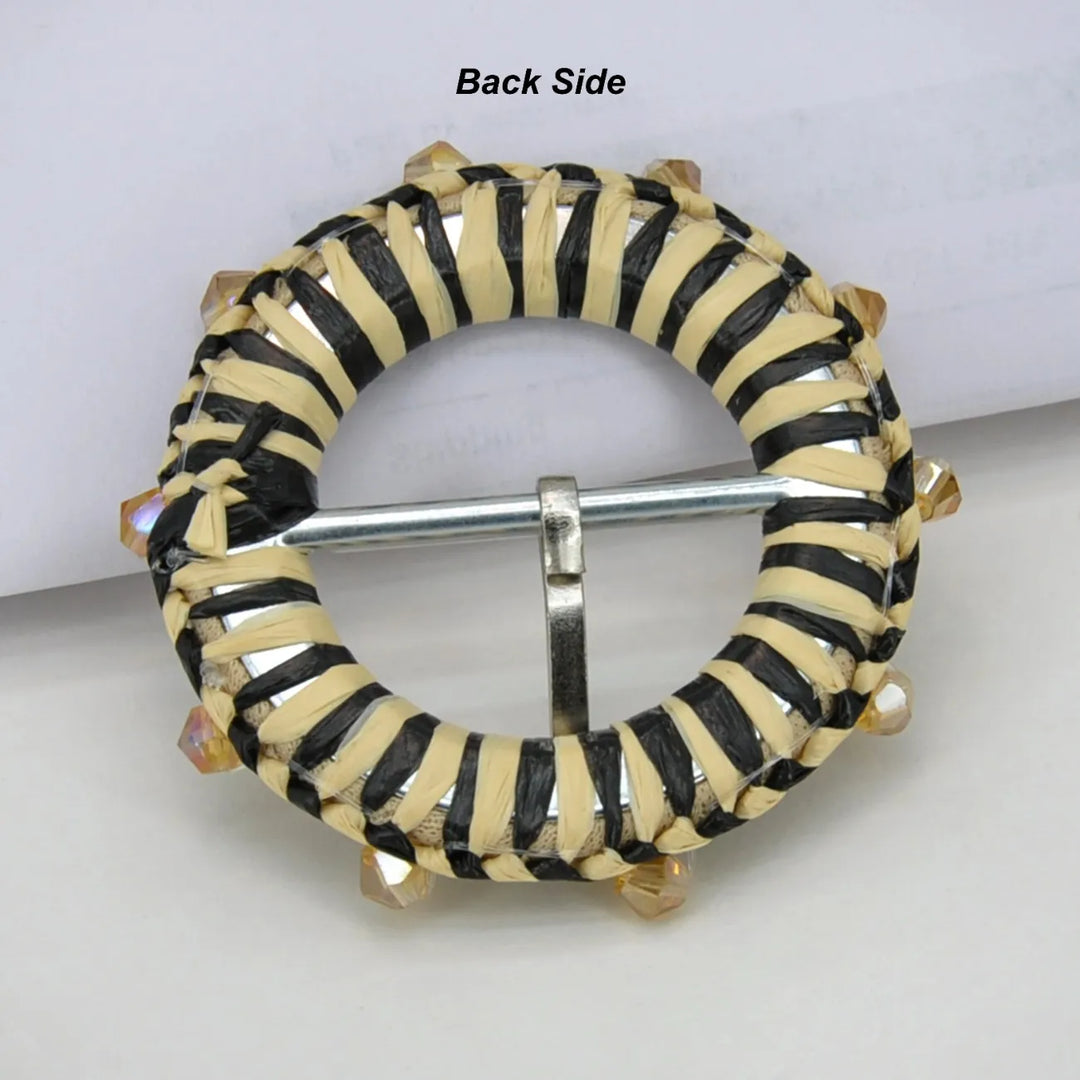 Traditional Raffia Wrapped Decorative Buckle | 5.4cm & 7cm
