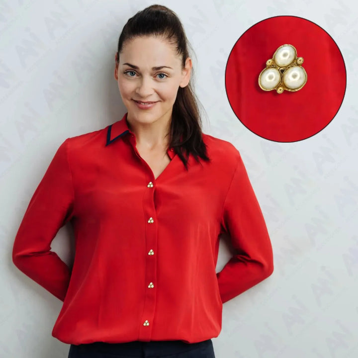 Pearl Cluster Gold Accents Metal Buttons | 12mm(20L)