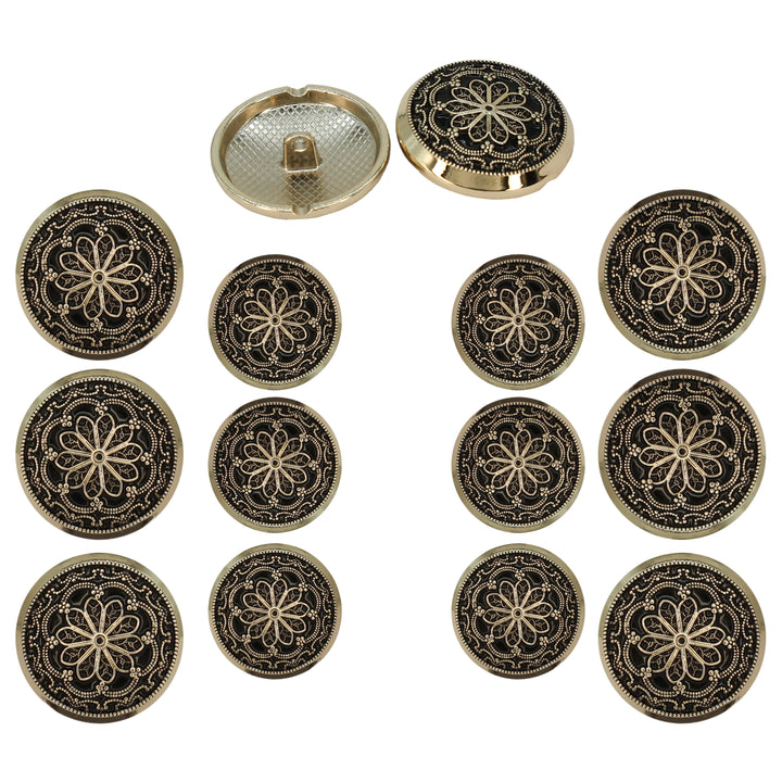 Gold and Black Floral Buttons