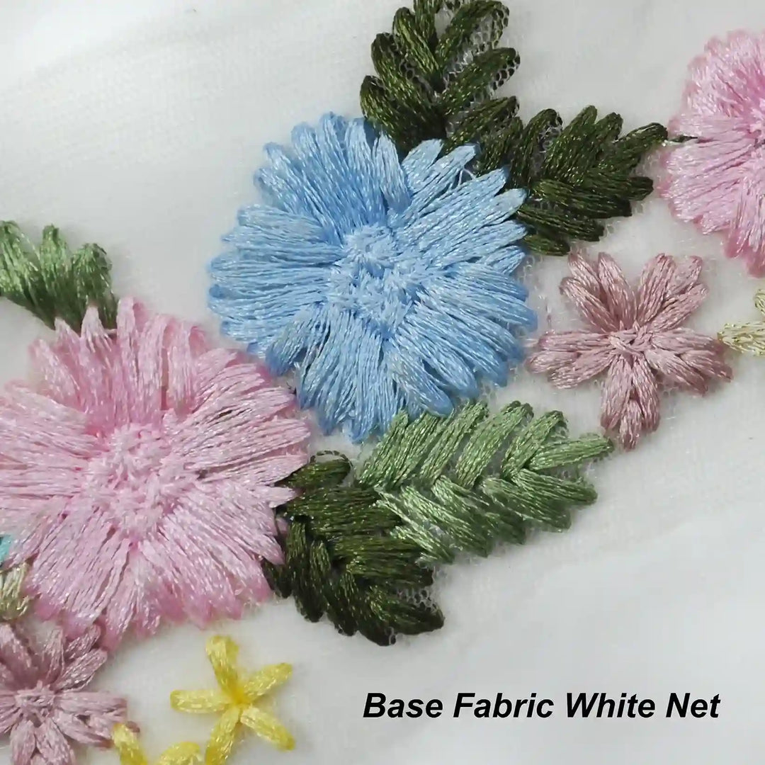 Pastel Floral Embroidered Patch