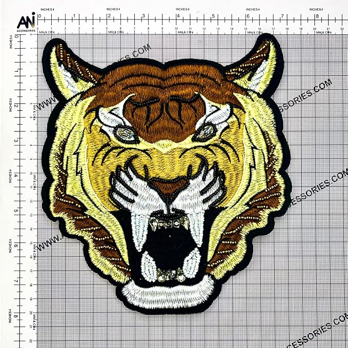 Brown and Gold Tiger Head Large Patch