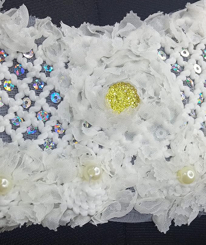 Sequins Pearl With Yellow Stone Neckline