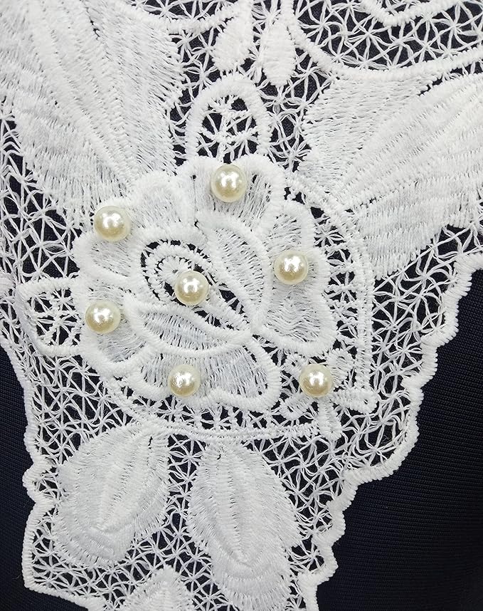 Mandarin-Inspired Lace Bib Neckline