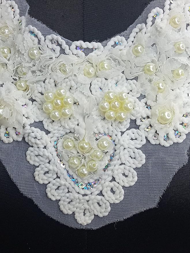 Sequins Pearl Design Neckline