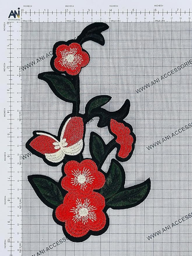 Red Floral Butterfly Patch