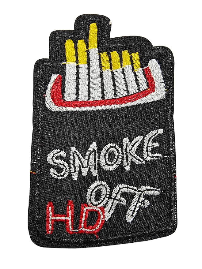 “Smoke Off” Embroidered Hot-Fix Patch for Men and Women DIY Used (6X10) cm